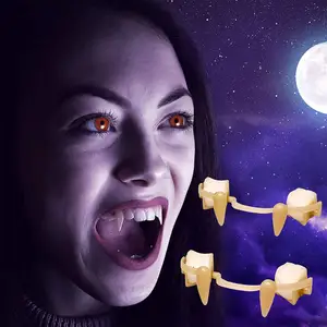 Retrátil Vampiro Fangs Halloween Fa-ke Creepy Dentes Reutilizáveis Plástico Zombie Dentaduras Halloween Party Cosplay Traje