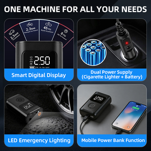 22L/Min High Flow150PSI <strong>Portable</strong> <strong>Tire</strong> <strong>Inflator</strong> Dual Power Digital Display LED Light Type-C Charge Power Bank <strong>for</strong> <strong>Car</strong>/Moto/Bike - Product Image 2