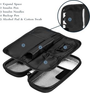 Sacs isothermes pour <span class=keywords><strong>insuline</strong></span> pour diabétiques, sac de refroidissement isolé pour organiser les médicaments avec 2 blocs de glace, noir - Product Image 3