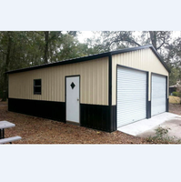 Abri en métal robuste pour garage double moderne avec toit en pointe, abri en acier polyvalent avec garage double en métal pour usage extérieur