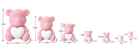 Figurine décorative en plastique floquée ours rouge enlacant un cœur, modèle artisanal avec LED, cadeau de Saint-Valentin ODM, vente en gros
