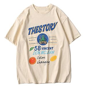 เสื้อยืดโอเวอร์ไซส์แขนสั้นสไตล์วินเทจสำหรับผู้ชาย ผ้าฝ้ายถัก 100% ระบายอากาศได้ดี ลายกราฟิก - Product Image 1