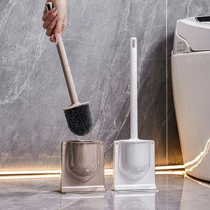 Toilet Brush Holder With Long Handle Easy To Clean Rectangular Base For Bathroom Use - Product Image 4