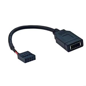 Cable de cabecera de placa base USB2.0 de 9 pines a tipo <span class=keywords><strong>E</strong></span> con convenientes conectores frontales tipo C para compatibilidad de escritorio - Product Image 2