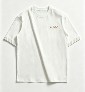 Camiseta blanca de manga corta para hombre, con logo bordado, informal, de algodón, corte regular, se puede personalizar el logo OEM. - Product Image 2