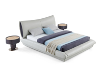 Lit en cuir italien minimaliste haut de gamme Lit double français moderne simple Lit de maître King Queen Size