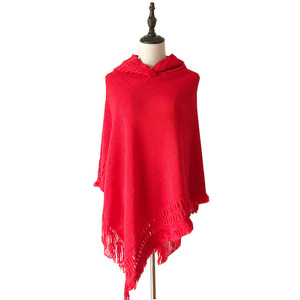 Nouveau châle-<span class=keywords><strong>poncho</strong></span> tricoté pour femme, couleur unie, style hijab, pour l'automne et l'hiver - Product Image 6