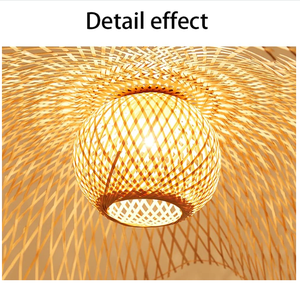 Plafonnier en bambou tissé <span class=keywords><strong>à</strong></span> la main <span class=keywords><strong>à</strong></span> double feuilles de lotus flottant ancien pendentif en rotin naturel éclairage plafonnier suspendu - Product Image 6