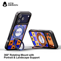 Coque de téléphone magnétique de luxe en acrylique avec support anneau et recharge sans fil ATB pour iPhone 15 16 17 Pro Max