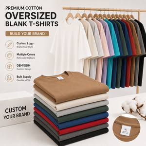 T-shirt de luxe en coton épais uni, unisexe, col montant, personnalisable avec logo, coupe oversize, streetwear premium pour homme - Product Image 2