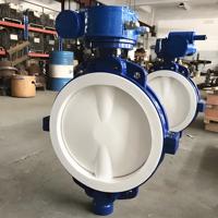 Vanne papillon entièrement revêtue de PTFE résistante à la corrosion PN10-PN16 pour acides et alcalis forts
