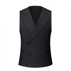 Costume da sposa sposa sposo Slim Fit su misura 3 pezzi set Blazer pantaloni larghi a righe blu abiti da uomo d'affari - Product Image 6