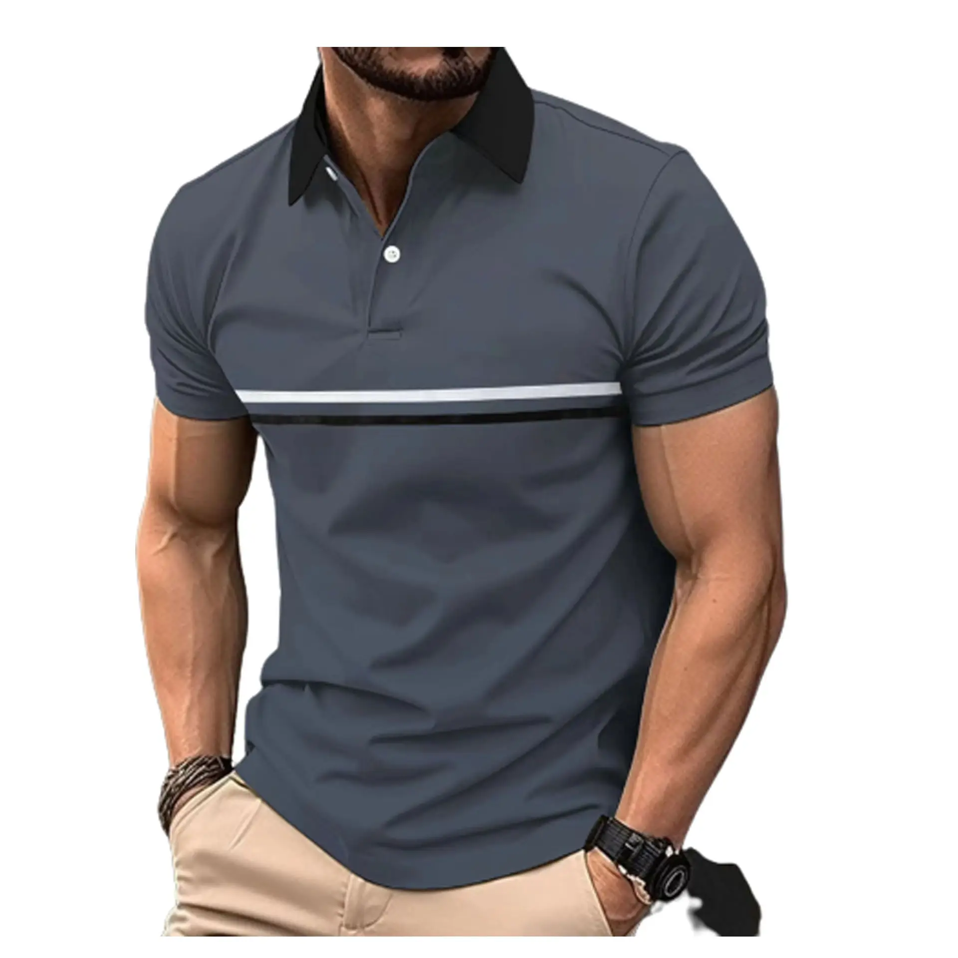 Футболка с принтом и вышивкой логотипа, быстросохнущая Мужская Спортивная футболка с коротким рукавом для гольфа и поло на заказ