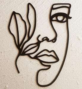 Línea Simple acrílico Topper arte bohemio mujeres negro dorado señora cara <span class=keywords><strong>pastel</strong></span> decoraciones - Product Image 4