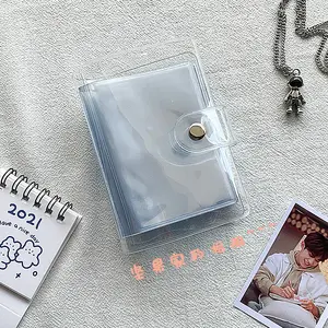 Album Mini kartun PVC transparan, album mini Korea gadis 2 inci, tempat kartu foto, buku penyimpanan, koleksi kartu siswa
