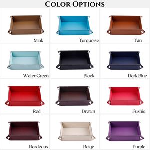 PU Leather Foldable Storage Box Tray <b>Square</b> <b>Key</b> Wallet Coin Organizer Desktop & Drawer Accessory Set for Home & Office Use - Product Image 5