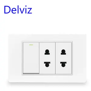 Delviz Plastic panel 118mm*72mm,AC 110~250V,Factory 16A 4-hole Electric plug Outlet,US Standard Switch control Wall Power Socket