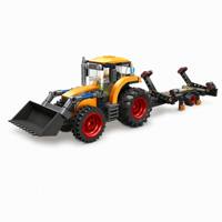 Set de Bloques de Construcción de Tractor Naranja con Ruedas y Accesorio de Arado, Juguetes Funcionales para Niños para Juego de Roles Agrícolas y Exhibición