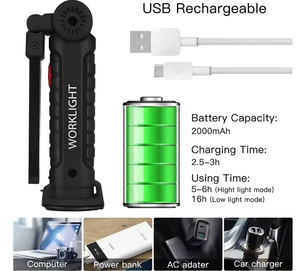 Multifunctional COB Magnet Auto Repair Work Light <strong>LED</strong> Red Warning Light Strong Flashlight Emergency Maintenance Light - Product Image 2