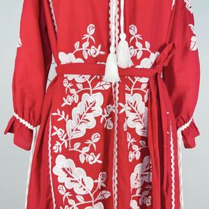 เดรสสไตล์เรโทรลายปักดอกไม้สไตล์ชนเผ่า งานปักหนาแน่น แขนยาว กระโปรงยาวปานกลาง ลายดอกไม้ - Product Image 6