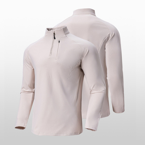 Camiseta Deportiva de Manga Larga para Hombre, Corte Ajustado, Secado Rápido, Media Cremallera, Cuello Alto, Estilo Polo, con Logotipo Personalizado Tejido, Color Sólido, Talla Grande, Informal - Product Image 1