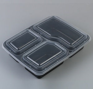 Emballage alimentaire en plastique en gros, boîte à lunch jetable à 3 compartiments, récipient alimentaire micro-ondable, boîte à bento à emporter - Product Image 5