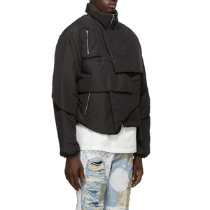 OEM Custom Long Sleeve Cotton <strong>Padded</strong> Coat Winter Warm Asymmetric Paneled Windproof <strong>Waterproof</strong> Nylon Puffer Coat <strong>Jacket</strong> for Men - Product Image 2