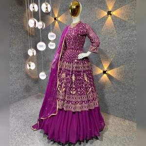 ชุดเสื้อและกางเกงปาลาซโซสไตล์อินเดีย-ปากีสถาน คุณภาพสูง พร้อมสวมใส่ พร้อมผ้าคลุมไหล่ ปักลายอย่างดี ราคาคุ้มค่า - Product Image 2