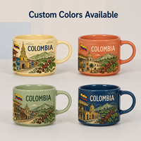 Tasses en céramique Souvenir de Colombie avec motif drapeau et monuments, tasses à café et à lait en porcelaine, fournisseur en gros OEM ODM personnalisé
