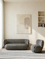 Ensemble de canapés modernes minimalistes en tissu rayé pour salon, usage domestique, style nordique, ensemble de meubles