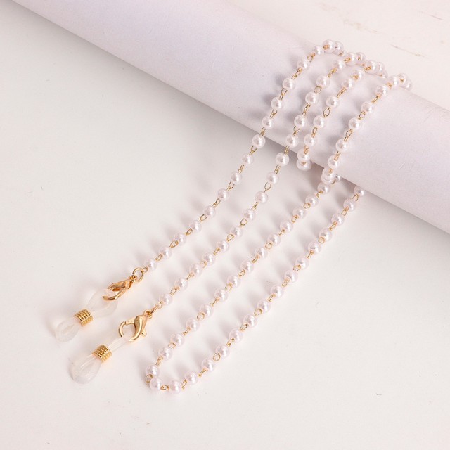 New Trendy Exquisite Pearl and Metal Beaded Mask Chain and Eyeglass Chain Accessory