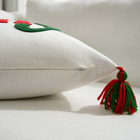 Nouvelles housses de coussin brodées de Noël 18x18 pouces, motif flocon de neige et renne, pour canapé, lit et maison/hôtel