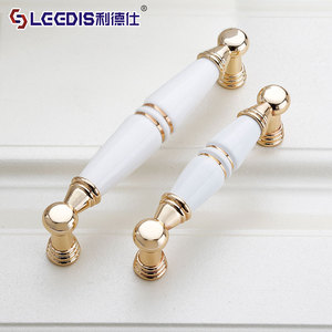 Lcedis Ceramic Cabinet Handles Rose Gold Bar Shape European Style Furniture Hardware Drawer Door Pulls - Product Image 1
