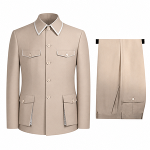 Traje de Hombre de 2 Piezas, Estilo Africano Daro, Casual de Negocios, Blazer Cruzado y Pantalón Recto, Venta al Por Mayor de Fábrica - Product Image 1