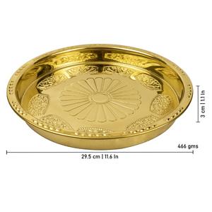 Plat de service et de Pooja traditionnel en laiton de qualité supérieure, grand format, authentique, fait main et robuste - Product Image 4