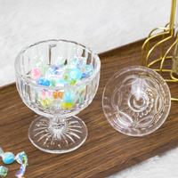 Pot en verre à bonbons en cristal gravé minimaliste de 200 ml avec pied pour buffet de mariage, rangement alimentaire de luxe pour cuisine