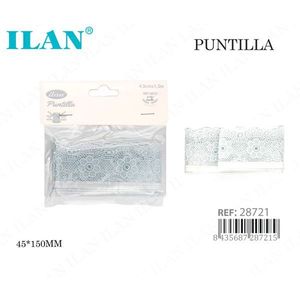Encaje Ilan Puntilla 45x150mm Blanco, Adorno Decorativo para Costura y Manualidades - Product Image 1