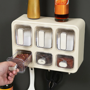 Kitchen Seasoning <b>Box</b> with Door <b>Storage</b> and Organization Jars Wall Mounted Condiment Organizer for Spices for Home or <b>Camping</b> - Product Image 2