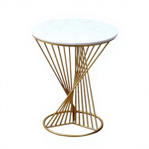 Hot Selling <b>Marble</b> Top Polished Gold-Plated Aluminium Frame Round Luxury Modern <b>Side</b> <b>Table</b> for Home Office - Product Image 1