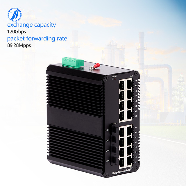Industrial Grade 48G Switch with 4 Optical and 16 Electrical Ports Web Managed POE Support Remote Configuration VLAN in Stock