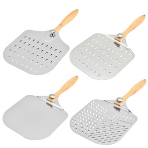 Pala per <span class=keywords><strong>Pizza</strong></span> Perforata Ecologica Antiscivolo in Acciaio Inossidabile con Manico Pieghevole in Legno, Lavabile in Lavastoviglie, Accessorio per <span class=keywords><strong>Forno</strong></span> per <span class=keywords><strong>Pizza</strong></span> - Product Image 3