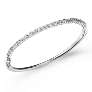 20221 di alta qualità placcatura in oro reale AA Cubic Zirconia Circle bracciali Full Diamond Tiny Cuff Bangles per donne e ragazze