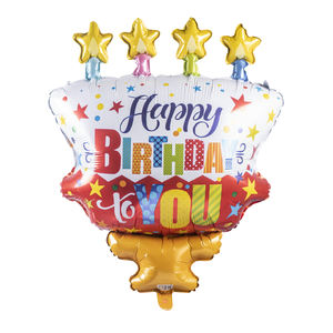Gâteau de joyeux anniversaire coloré de grande <span class=keywords><strong>taille</strong></span> Ballon en film d'aluminium Ballon à couches Bougie Gâteau Ballon décoratif pour fête d'anniversaire - Product Image 1