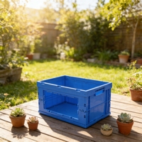 Caisse en plastique pliable et empilable JOIN 600 mm x 400 mm x 340 mm, boîte de rangement portable pour l'organisation des entrepôts et la logistique