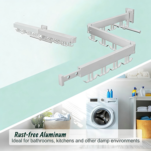 Séchoir à linge mural pliable 3 voies extensible pour la lessive et la salle de bain, gain de place, vente en gros - Product Image 5