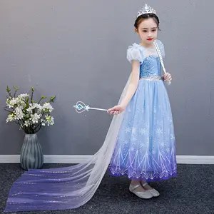 Princess Elsa Dress up Costume for Girls Halloween Princess Cosplay Dress Up Role Play Outfits