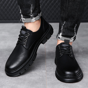 Zapatos de Hombre de Cuero Genuino, Punta Redonda, con Cordones, Estilo Británico, Suela de Goma, Botas Casuales para Todas las Temporadas - Product Image 4