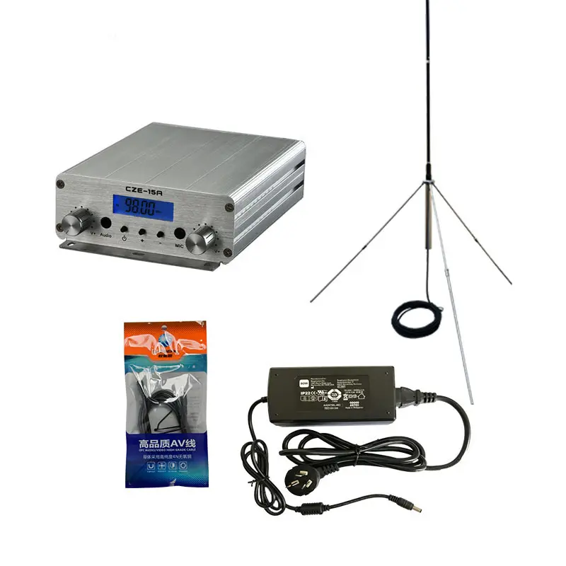 Profesyonel radyo istasyonu ile CZE-15A gümüş 15W kulaklık amplifikatörü FM verici kitleri
