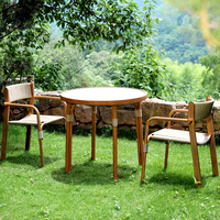 Table de jardin Meiqi, structure en fer, plateau en verre trempé, imperméable, empilable, durable, mobilier de jardin extérieur