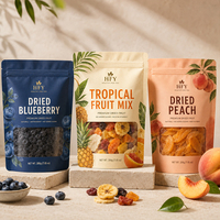 Op maat gedrukte, voedselveilige verpakking voor gedroogd fruit, staande pouch met venster en hersluitbare ritssluiting, snack-opbergzak